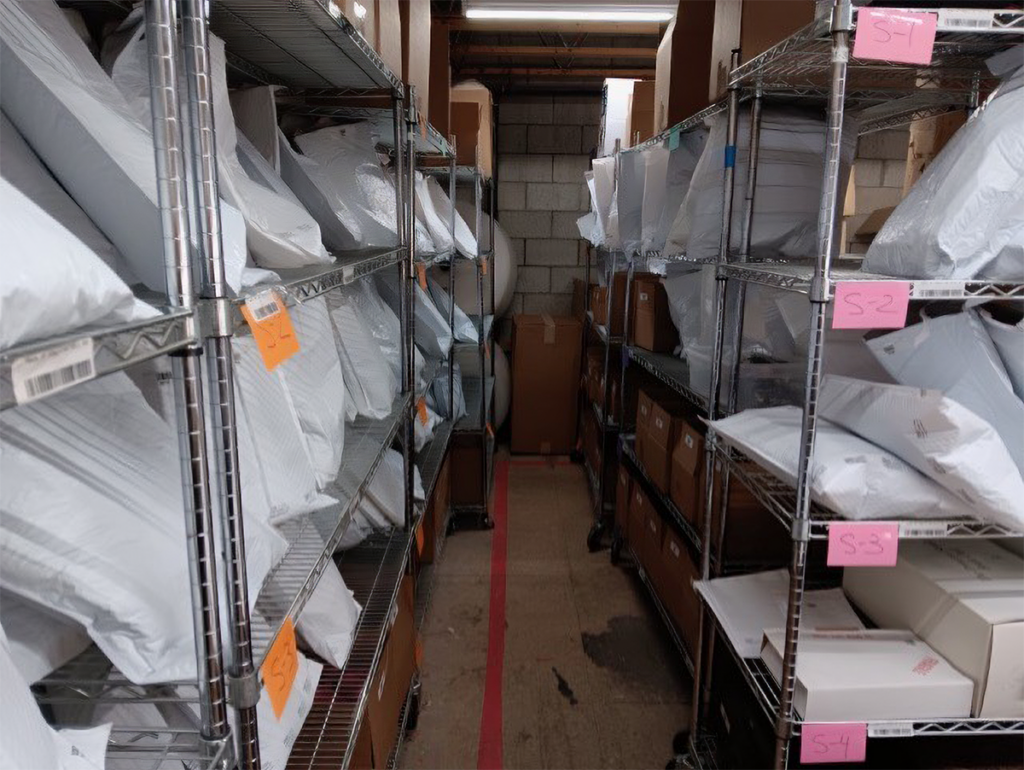 Packaged orders in SVdP National Store's e-commerce warehouse