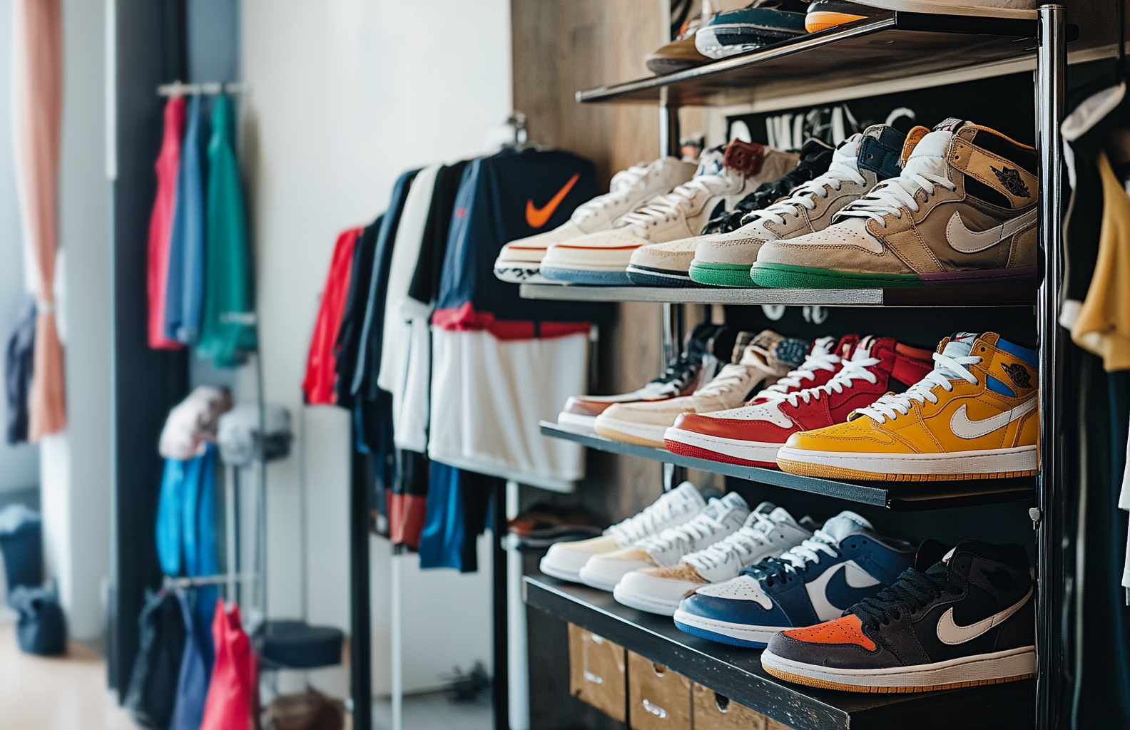 Luxury shoes on a shelf in a store