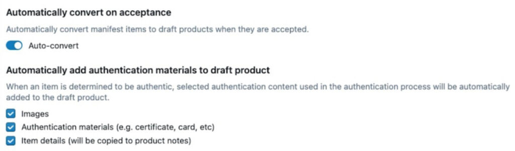 Lister seamlessly integrates with services like Authentication First by automatically transferring COAs and images into your listings
