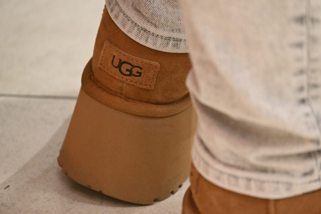 Platform UGG boots with light-washed jeans