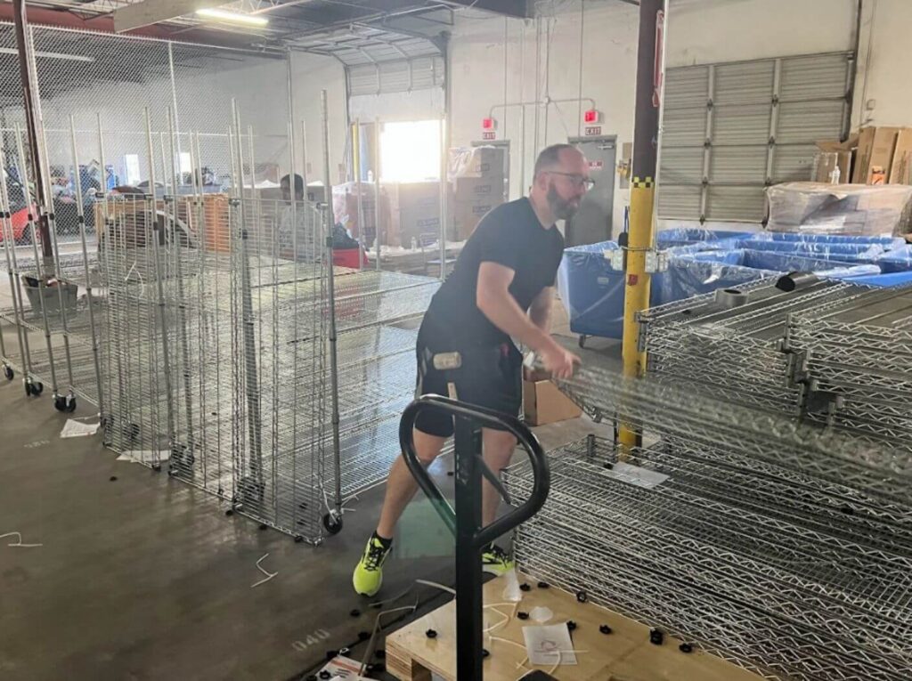 Setting up shelving and organizational strategies in an e-commerce warehouse